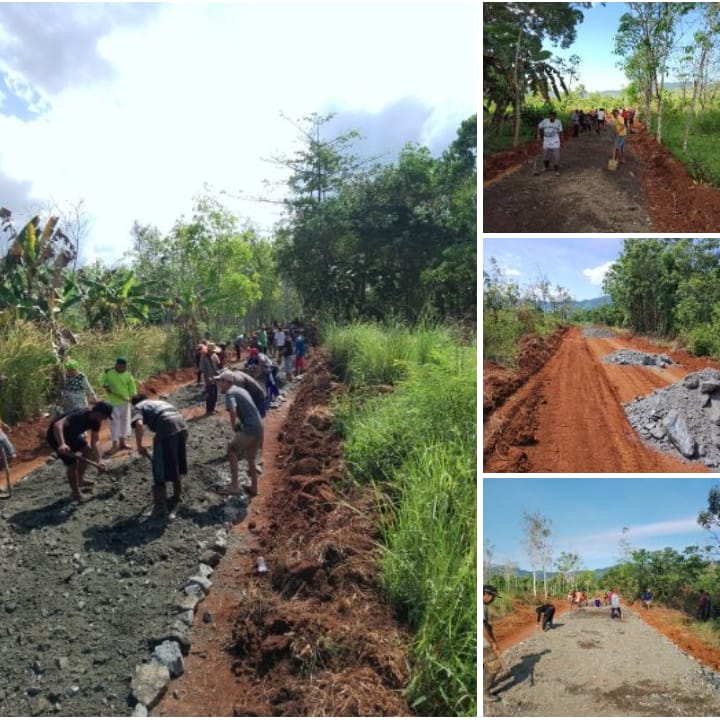 Pemerintah Desa Pulau Nyiur Bersama Warga Masyarakat Bergotong-royong untuk Pengerasan Jalan Menuju Objek Wisata